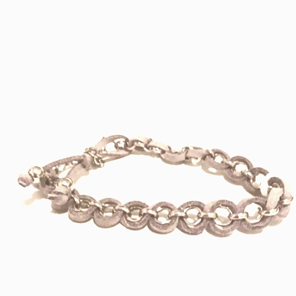 NWT SUEDE GRAY BRACELET WITH SILVER LINK CHAIN